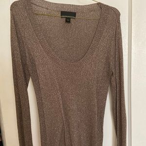 Brown Glitter Scoop Neck Sweater